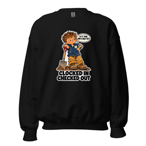 Overtime Ollie crewneck sweatshirt in Black, front view