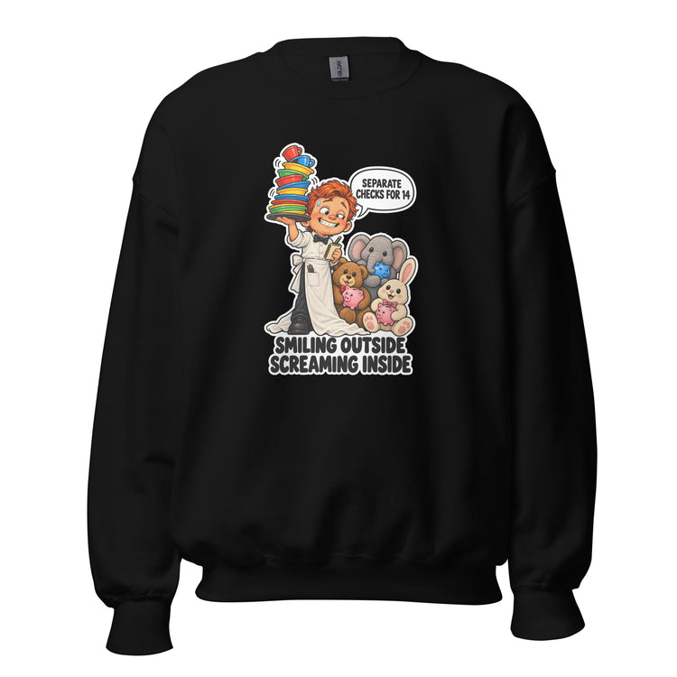 Waiter Wes "Smiling Outside, Screaming Inside" design