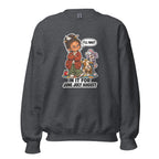 Teacher Trudy crewneck sweatshirt in Dark Heather, front view