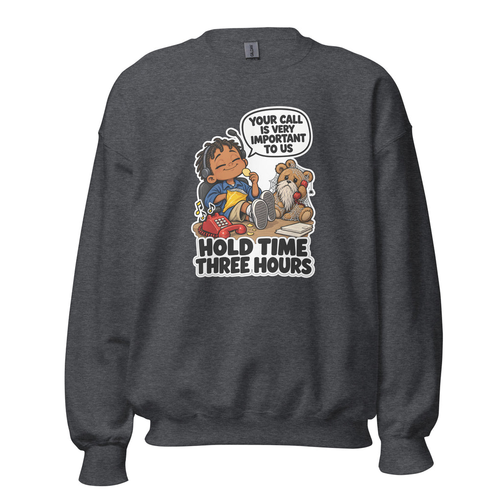Customer Service Carl crewneck sweatshirt in Dark Heather, front view