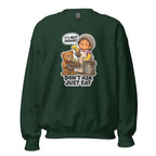 Lunch Lady Lou crewneck sweatshirt in Forest Green, front view