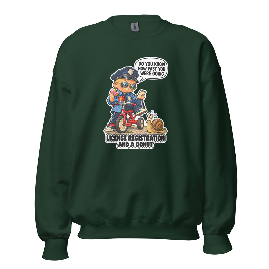 Officer Otis crewneck sweatshirt in Forest Green, front view