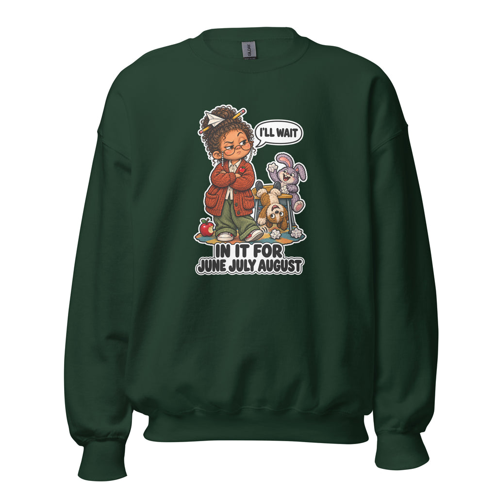 Teacher Trudy crewneck sweatshirt in Forest Green, front view