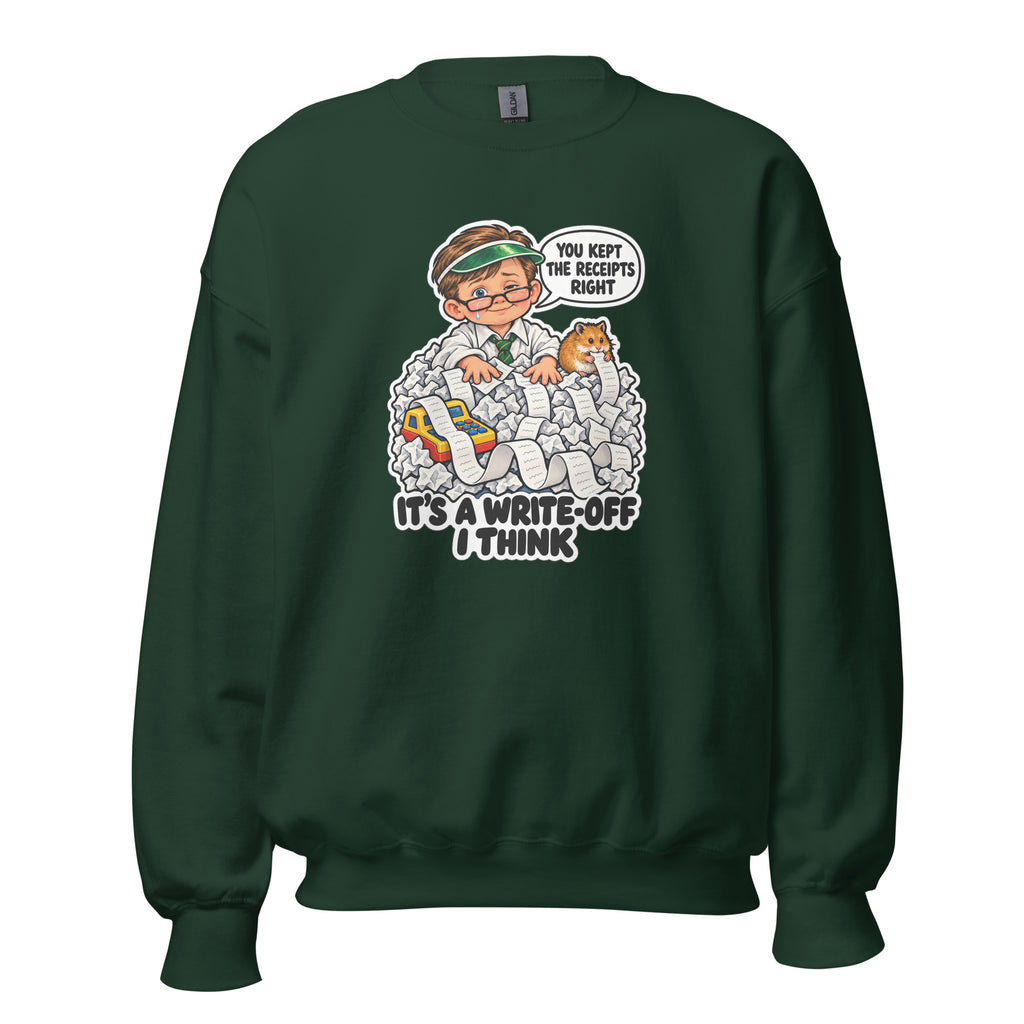 Accountant Andy crewneck sweatshirt in Forest Green, front view