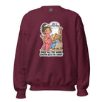 Nurse Nelly crewneck sweatshirt in Maroon, front view