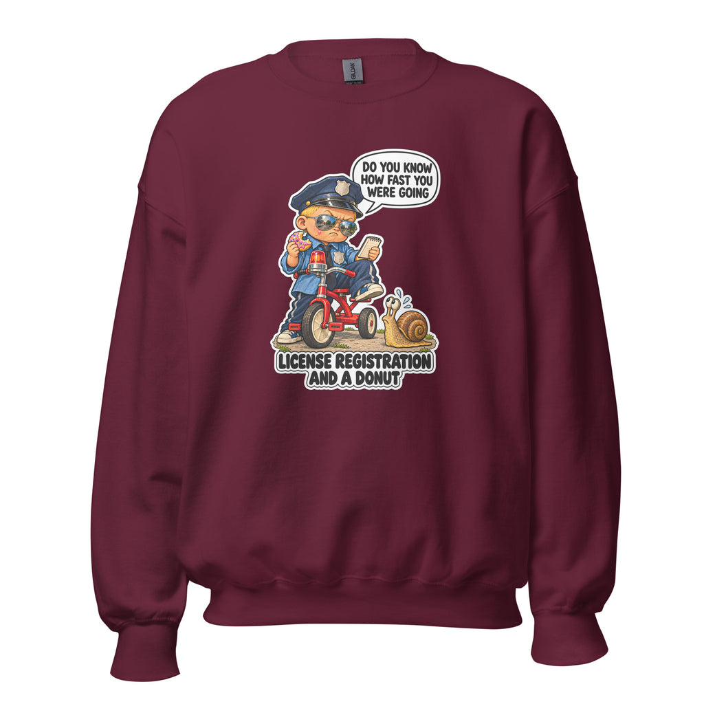 Officer Otis crewneck sweatshirt in Maroon, front view