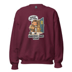 Delivery Dex crewneck sweatshirt in Maroon, front view