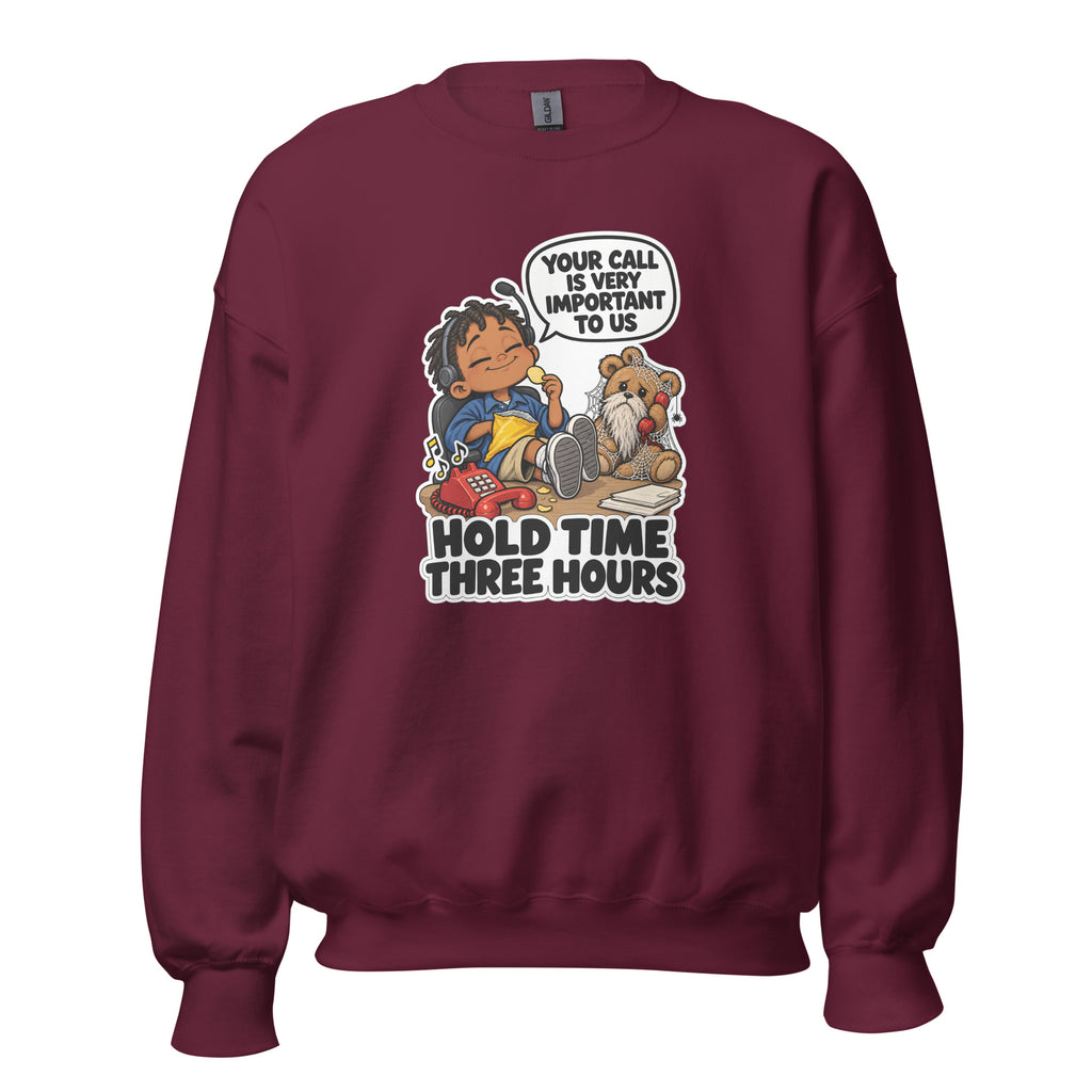 Customer Service Carl crewneck sweatshirt in Maroon, front view
