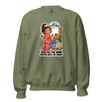 Nurse Nelly crewneck sweatshirt in Military Green, front view