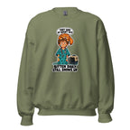 Vet Vinny crewneck sweatshirt in Military Green, front view