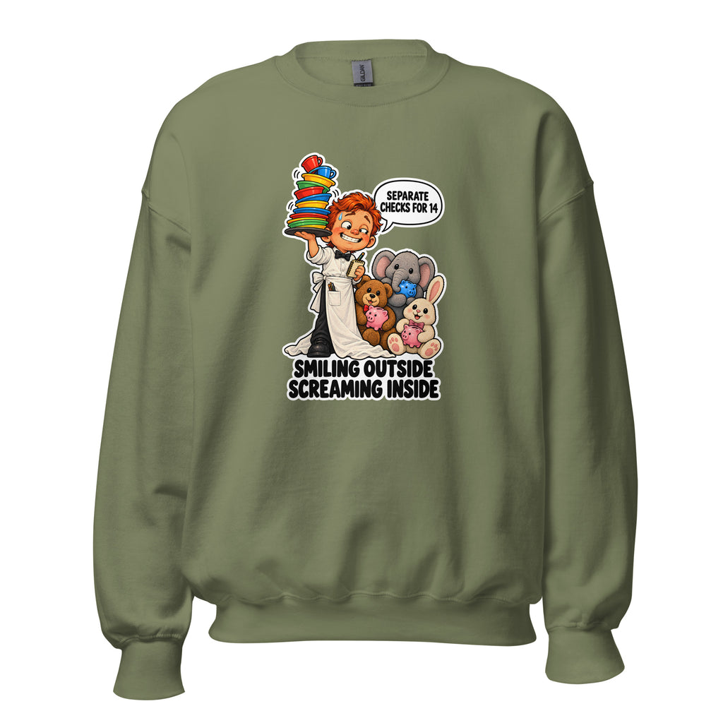 Waiter Wes crewneck sweatshirt in Military Green, front view