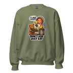 Lunch Lady Lou crewneck sweatshirt in Military Green, front view