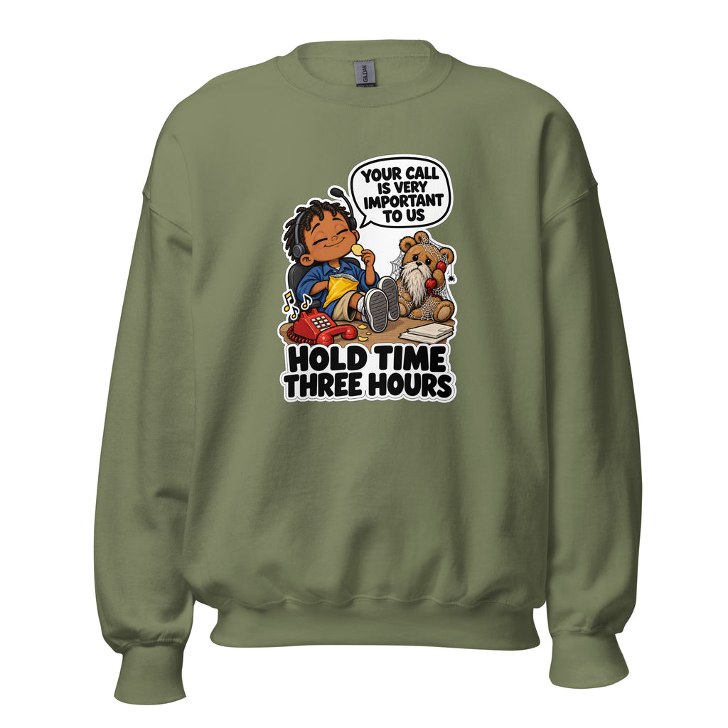 Customer Service Carl crewneck sweatshirt in Military Green, front view
