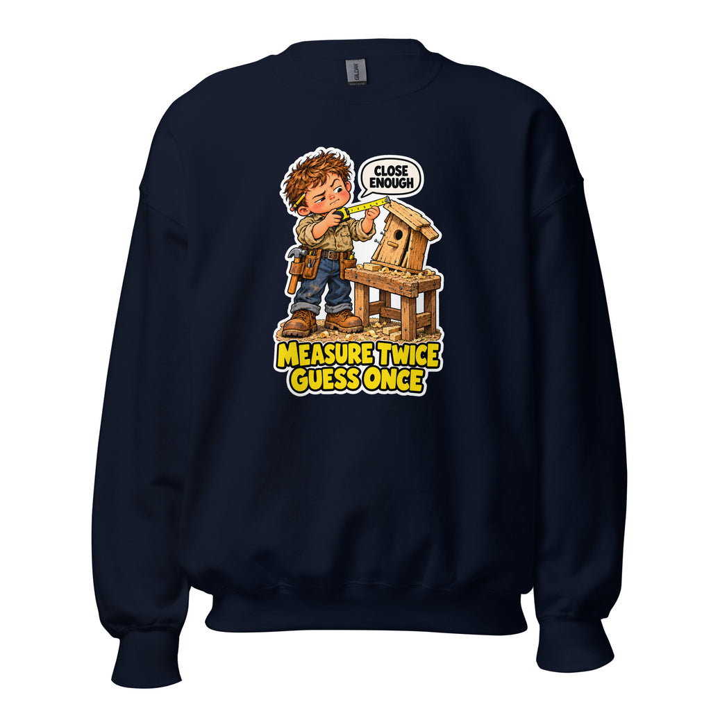 Measure Twice Milo crewneck sweatshirt in Navy, front view