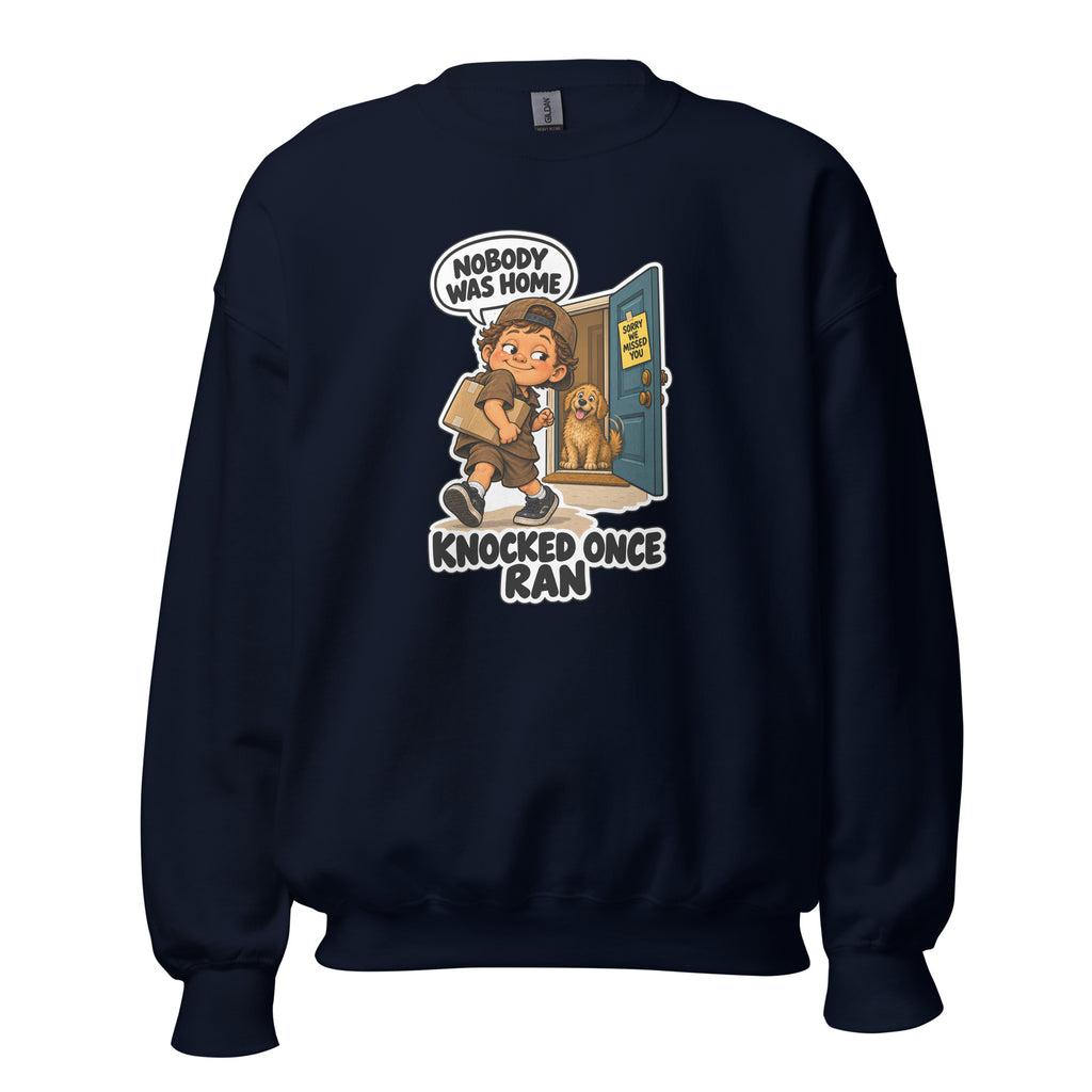 Delivery Dex crewneck sweatshirt in Navy, front view