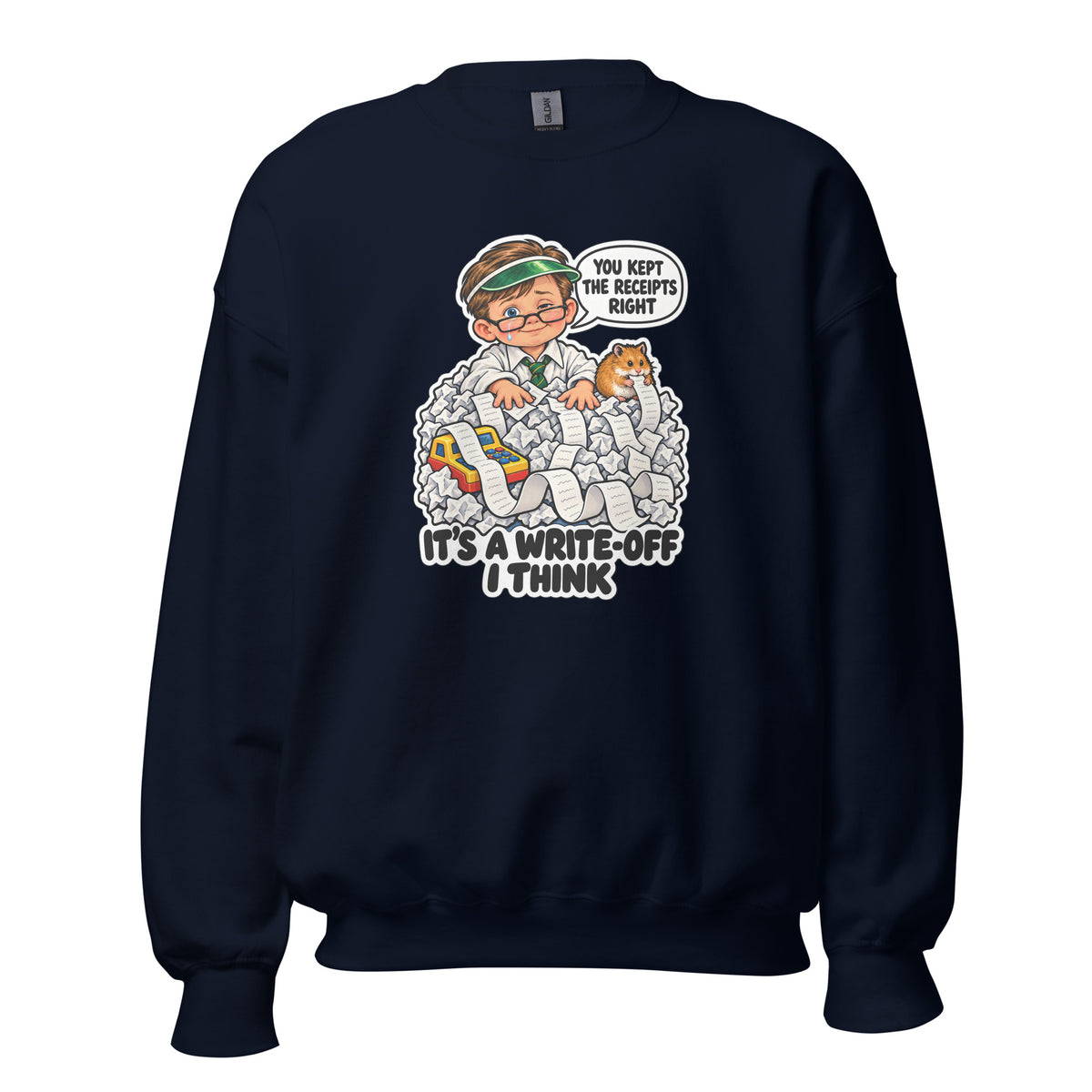 Accountant Andy crewneck sweatshirt in Navy, front view