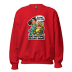 Dentist Dottie crewneck sweatshirt in Red, front view
