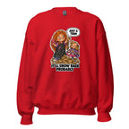Hairdresser Holly crewneck sweatshirt in Red, front view