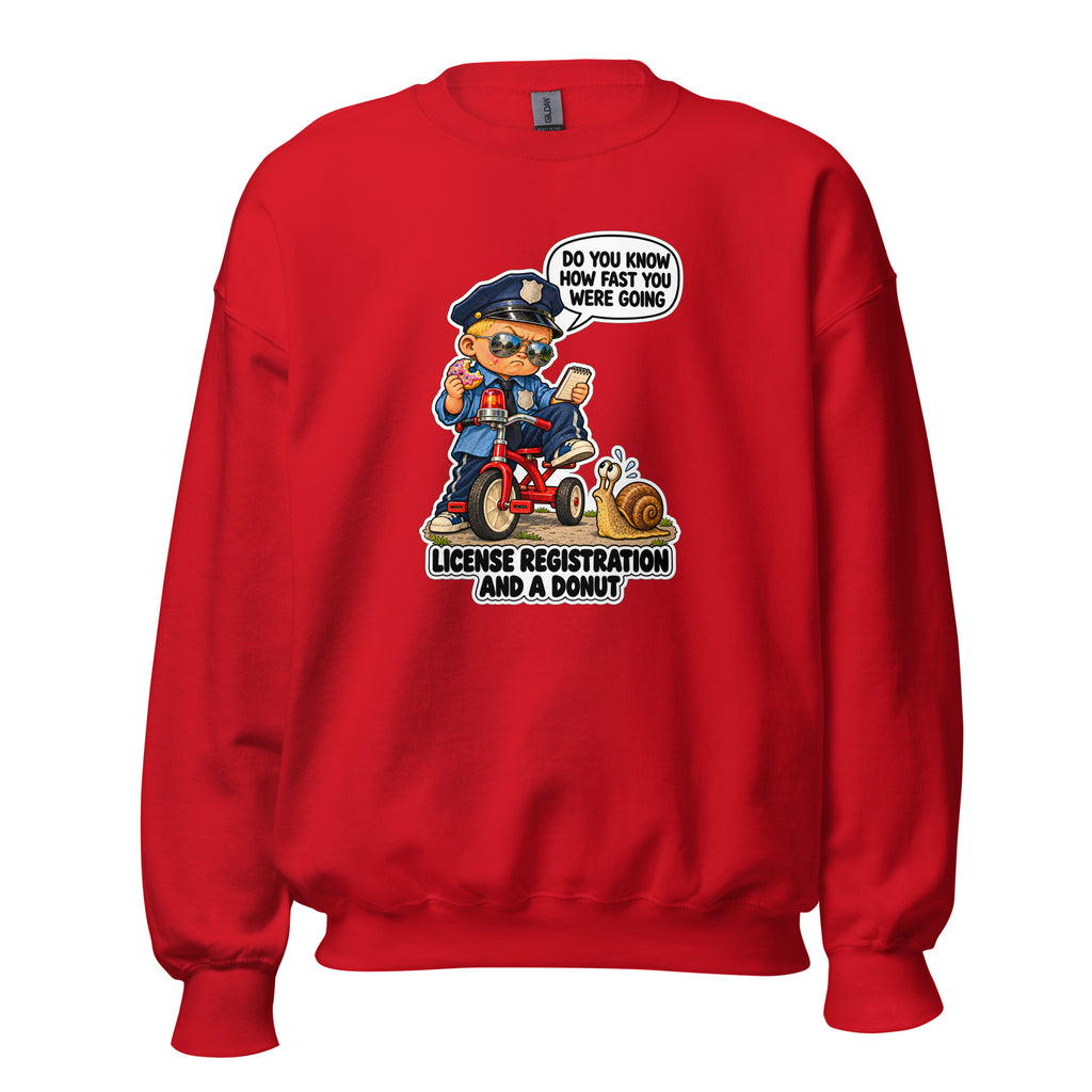 Officer Otis crewneck sweatshirt in Red, front view