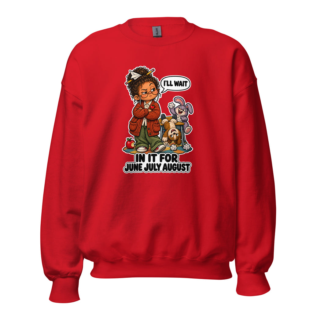 Teacher Trudy crewneck sweatshirt in Red, front view