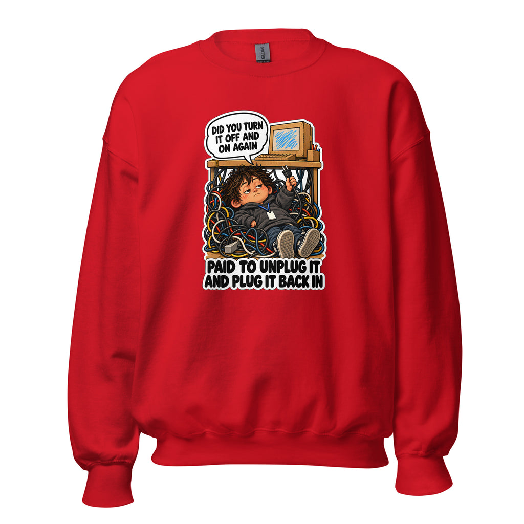 IT Guy Iggy crewneck sweatshirt in Red, front view