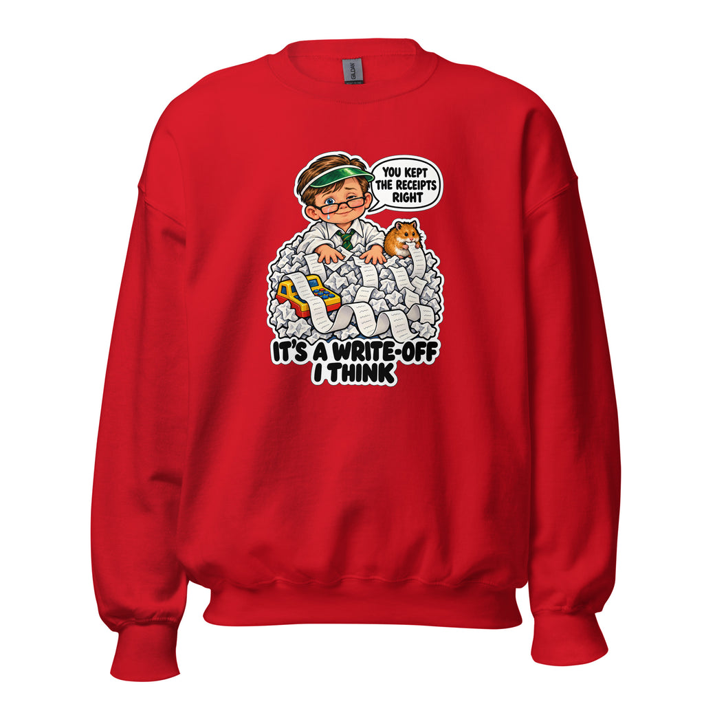 Accountant Andy crewneck sweatshirt in Red, front view