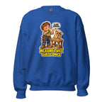 Measure Twice Milo crewneck sweatshirt in Royal, front view