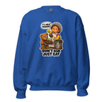 Lunch Lady Lou crewneck sweatshirt in Royal, front view