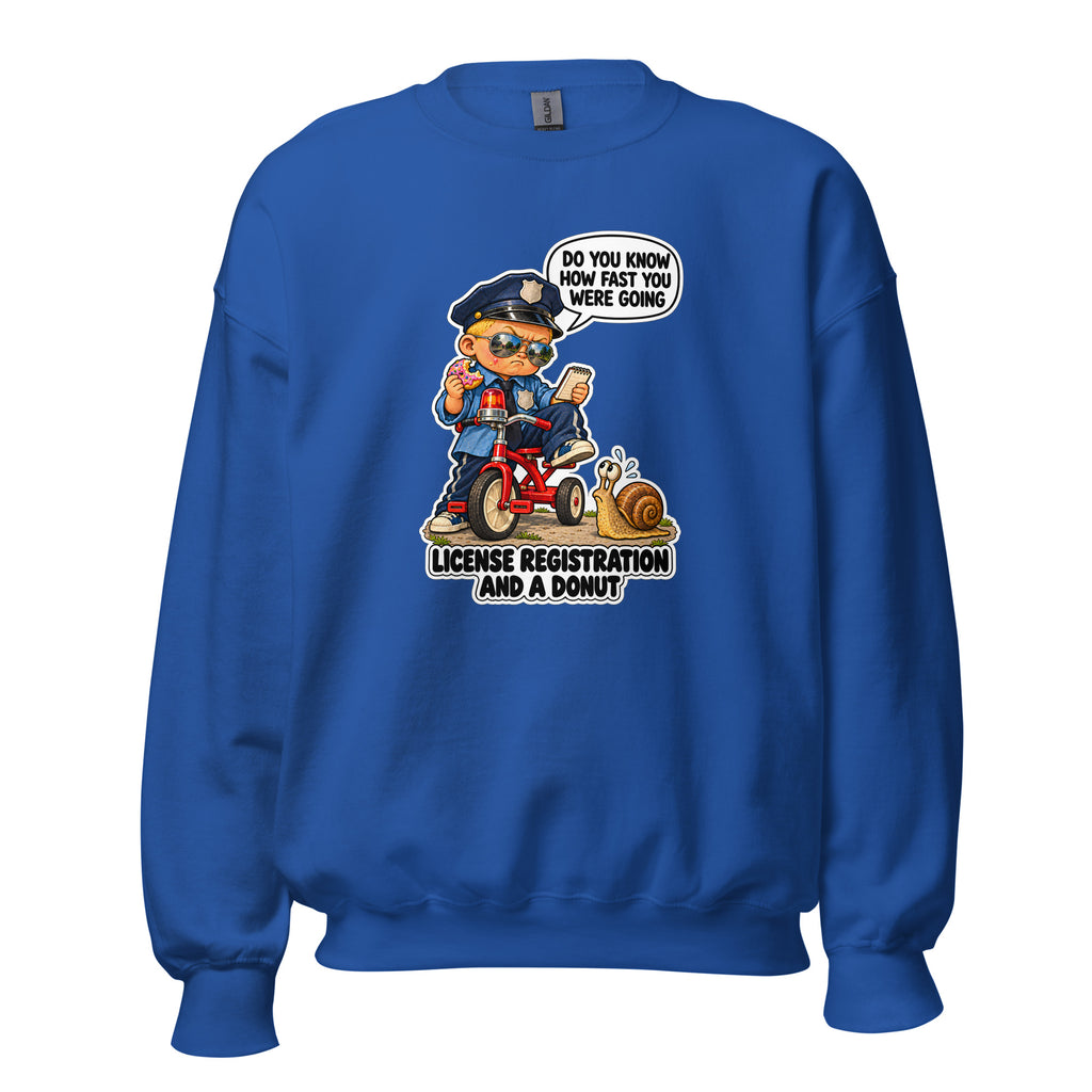 Officer Otis crewneck sweatshirt in Royal, front view