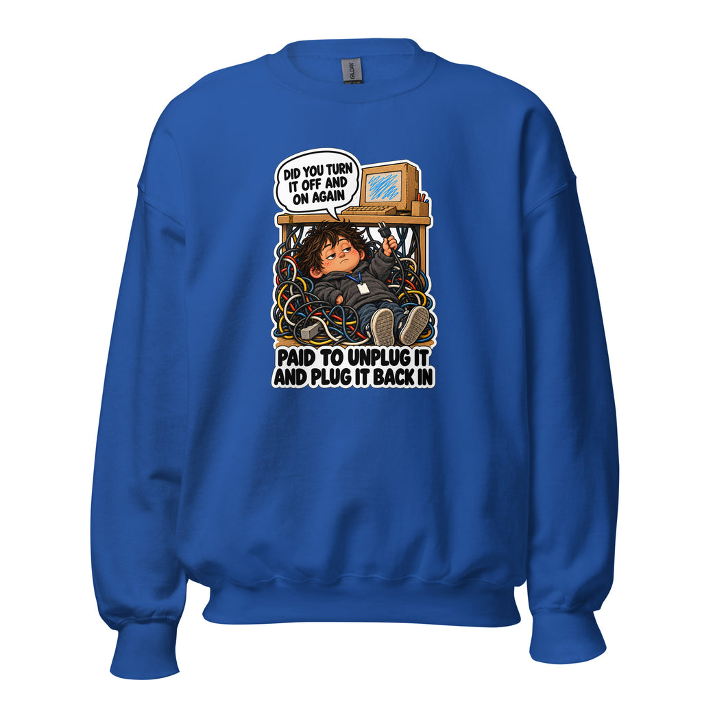 IT Guy Iggy crewneck sweatshirt in Royal, front view
