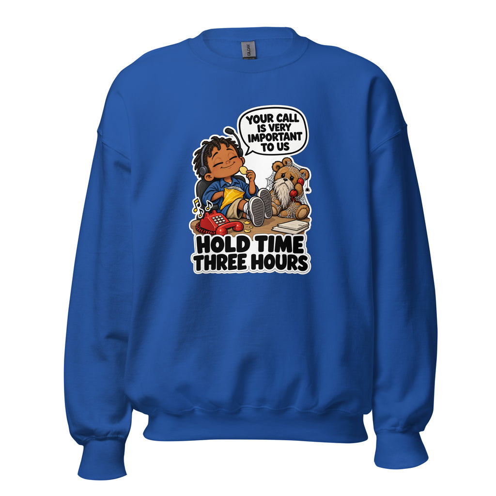 Customer Service Carl crewneck sweatshirt in Royal, front view