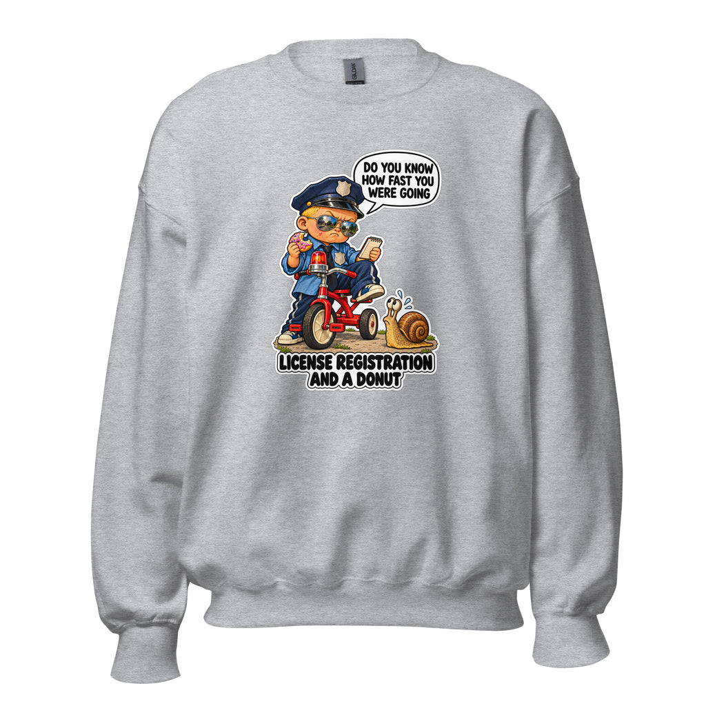 Officer Otis crewneck sweatshirt in Sport Grey, front view