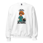 Vet Vinny crewneck sweatshirt in White, front view