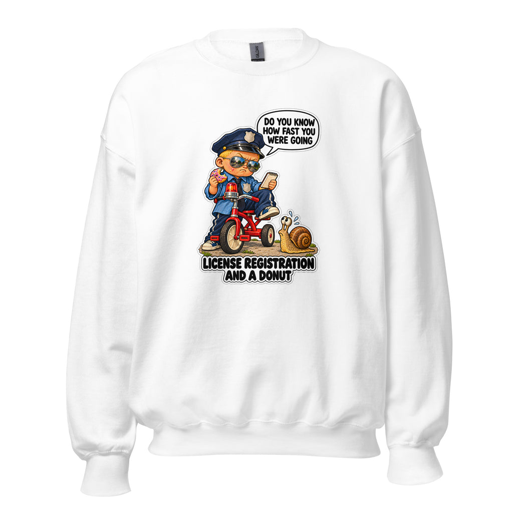 Officer Otis crewneck sweatshirt in White, front view