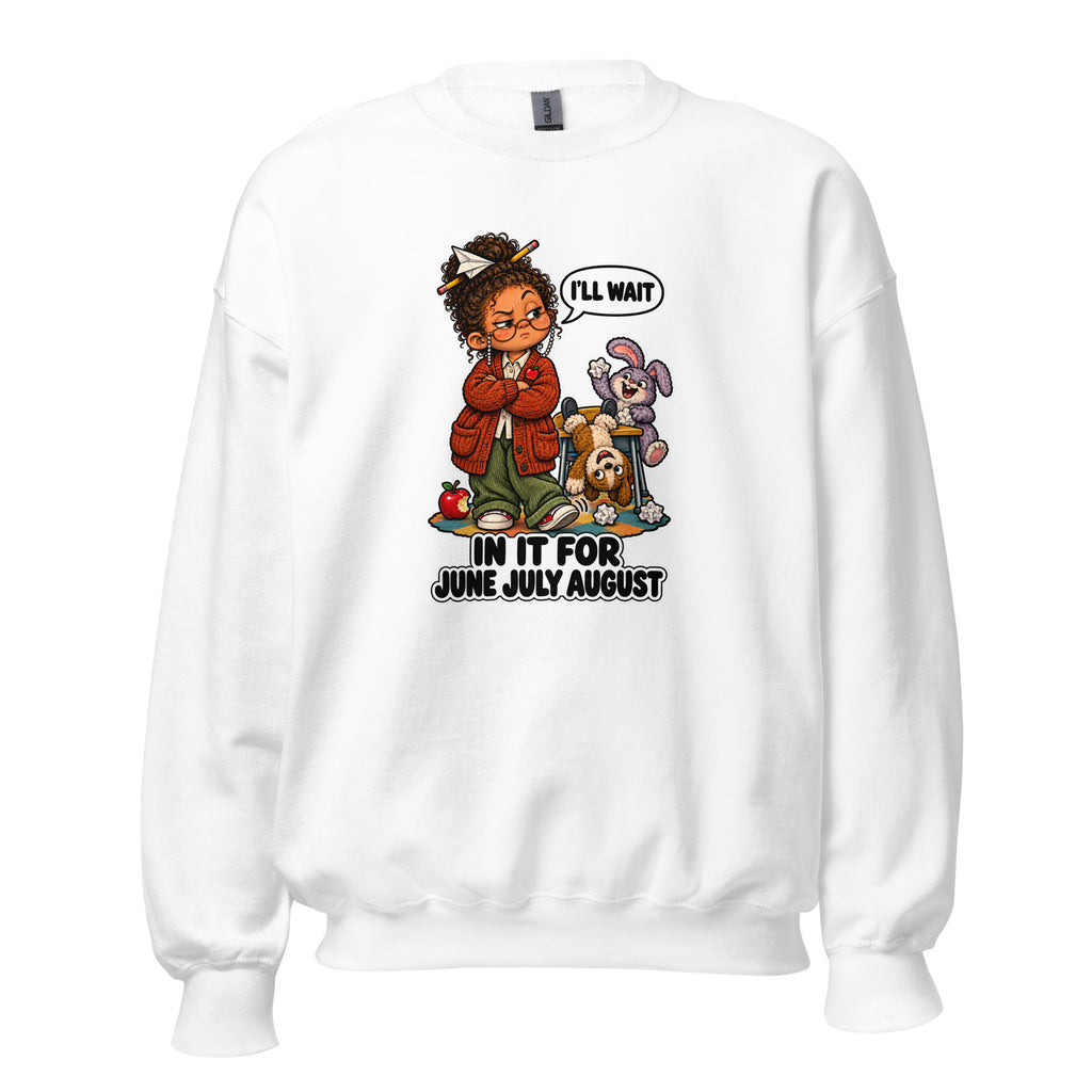 Teacher Trudy crewneck sweatshirt in White, front view