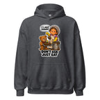 Lunch Lady Lou hoodie in Dark Heather, front view