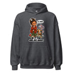 Teacher Trudy hoodie in Dark Heather, front view