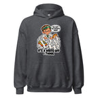 Accountant Andy hoodie in Dark Heather, front view