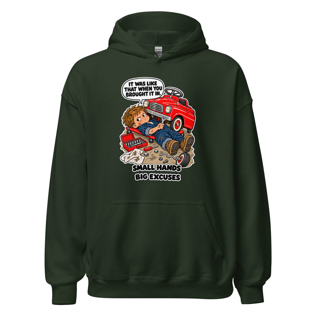Mechanic Max hoodie in Forest Green, front view