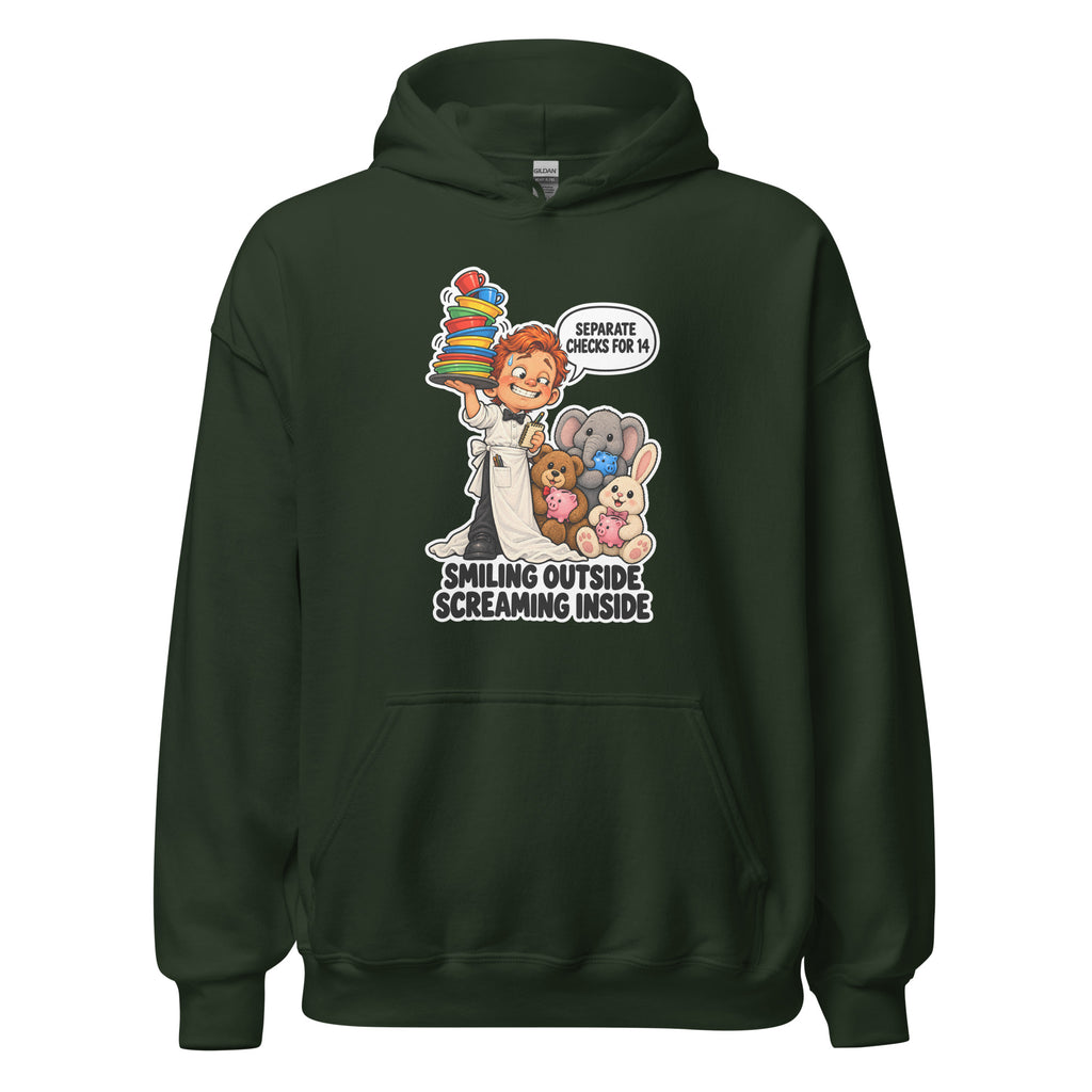 Waiter Wes hoodie in Forest Green, front view