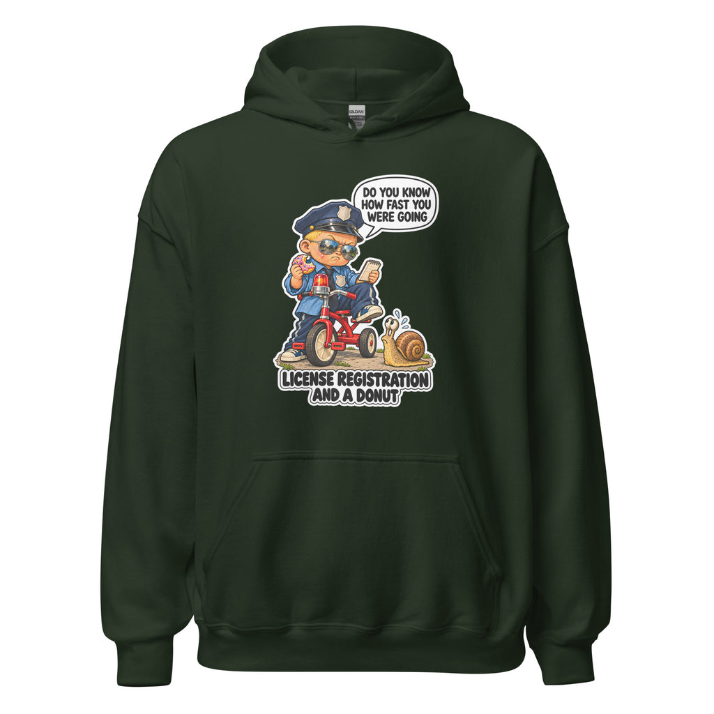 Officer Otis hoodie in Forest Green, front view