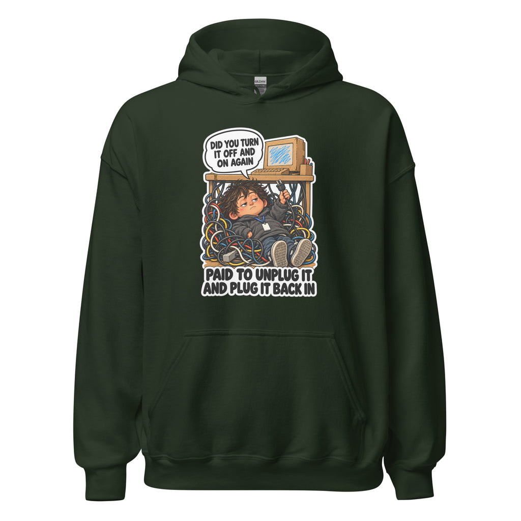 IT Guy Iggy hoodie in Forest Green, front view