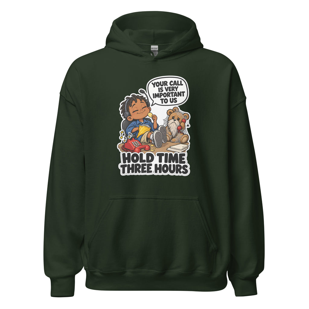 Customer Service Carl hoodie in Forest Green, front view