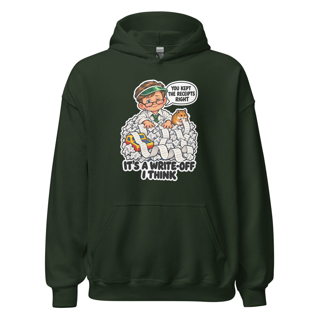 Accountant Andy hoodie in Forest Green, front view