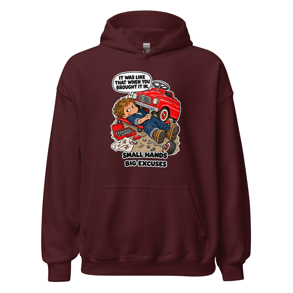 Mechanic Max hoodie in Maroon, front view