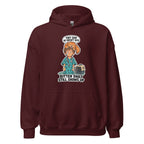 Vet Vinny hoodie in Maroon, front view