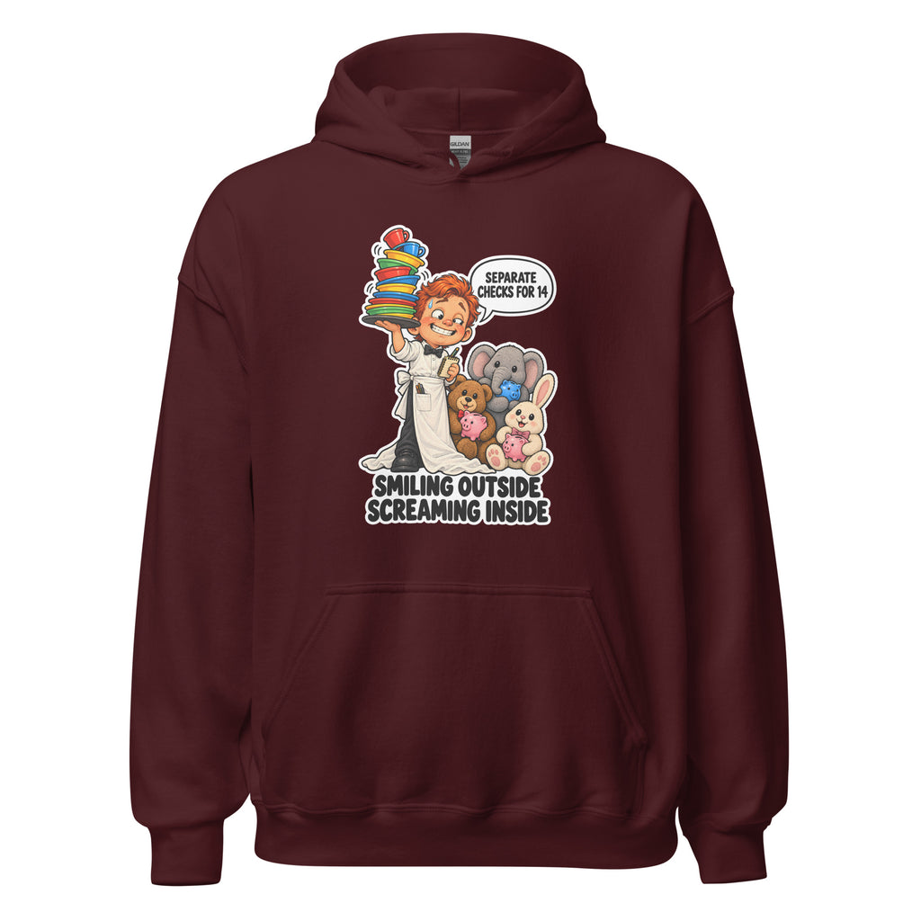 Waiter Wes hoodie in Maroon, front view