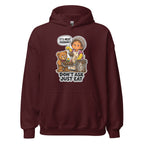 Lunch Lady Lou hoodie in Maroon, front view