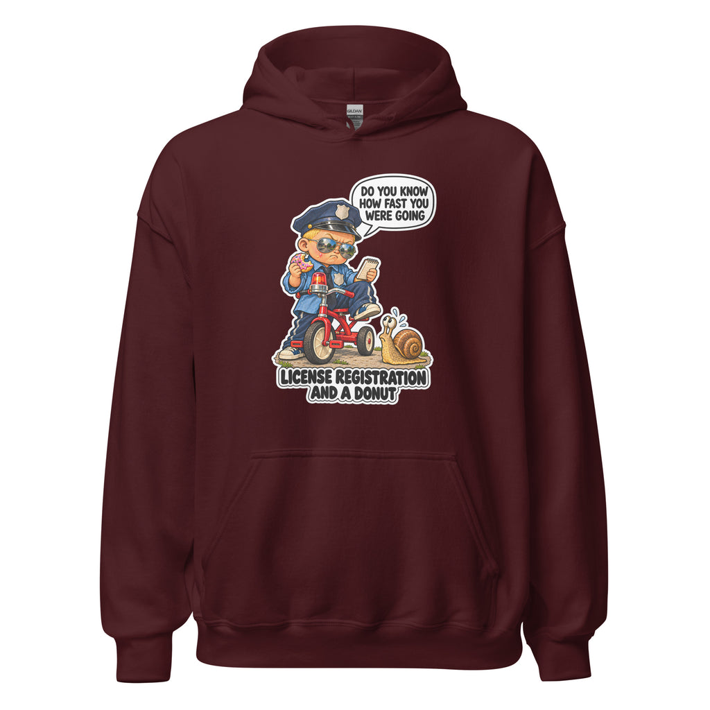 Officer Otis hoodie in Maroon, front view