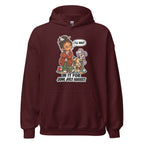 Teacher Trudy hoodie in Maroon, front view